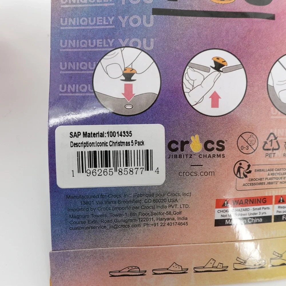 Crocs Jibbitz Iconic Christmas 5 Pack Shoe Charms Snowman Gingerbread NEW